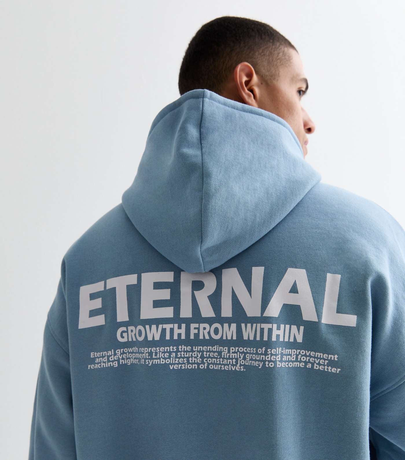 Pale Blue Eternal Front and Back Logo Oversized Hoodie Image 3