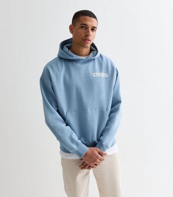 Pale Blue Eternal Front and Back Logo Oversized Hoodie