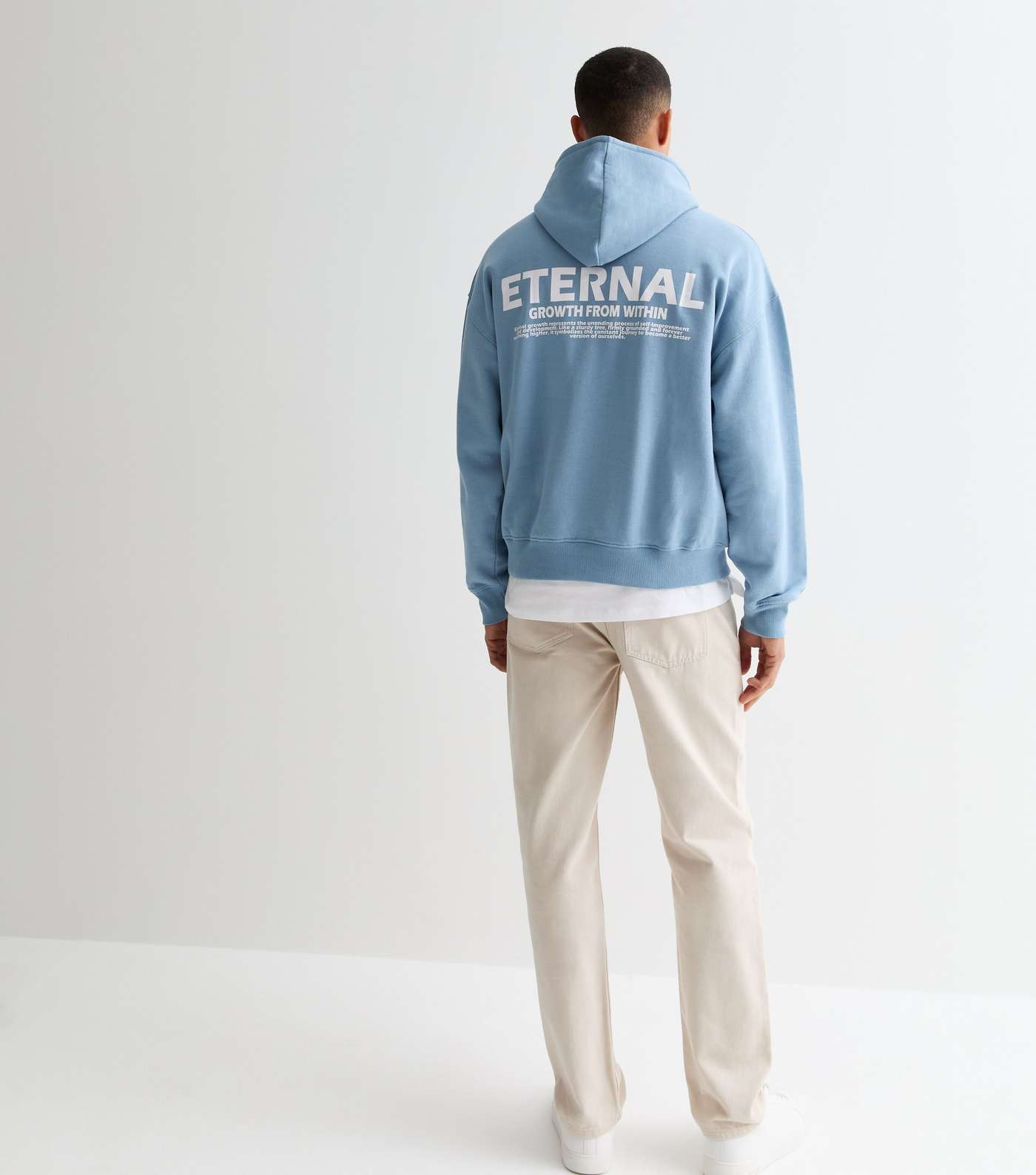 Pale Blue Eternal Front and Back Logo Oversized Hoodie Image 5