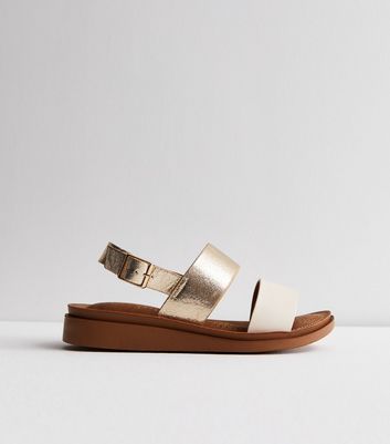 Gold footbed sandals on sale