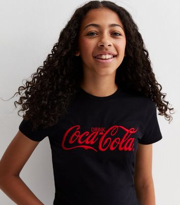 Girls Black Cotton Coca Cola Logo T-Shirt New Look