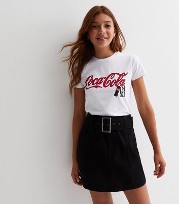 Girls White Coca Cola Logo T-Shirt New Look