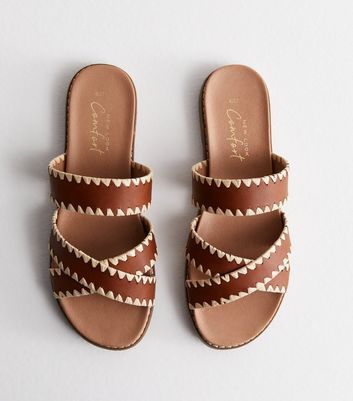 New look hot sale tan sliders