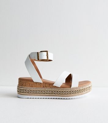 White leather sale flatform sandals