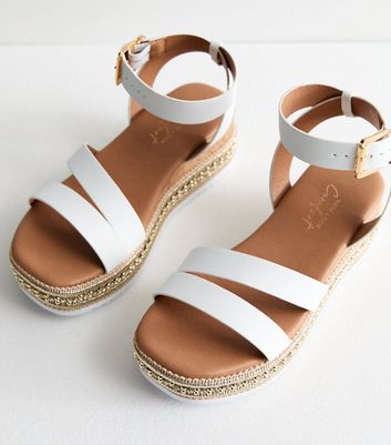 White leather flatform on sale sandals