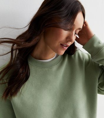 Light Green Jersey Crop Sweatshirt New Look