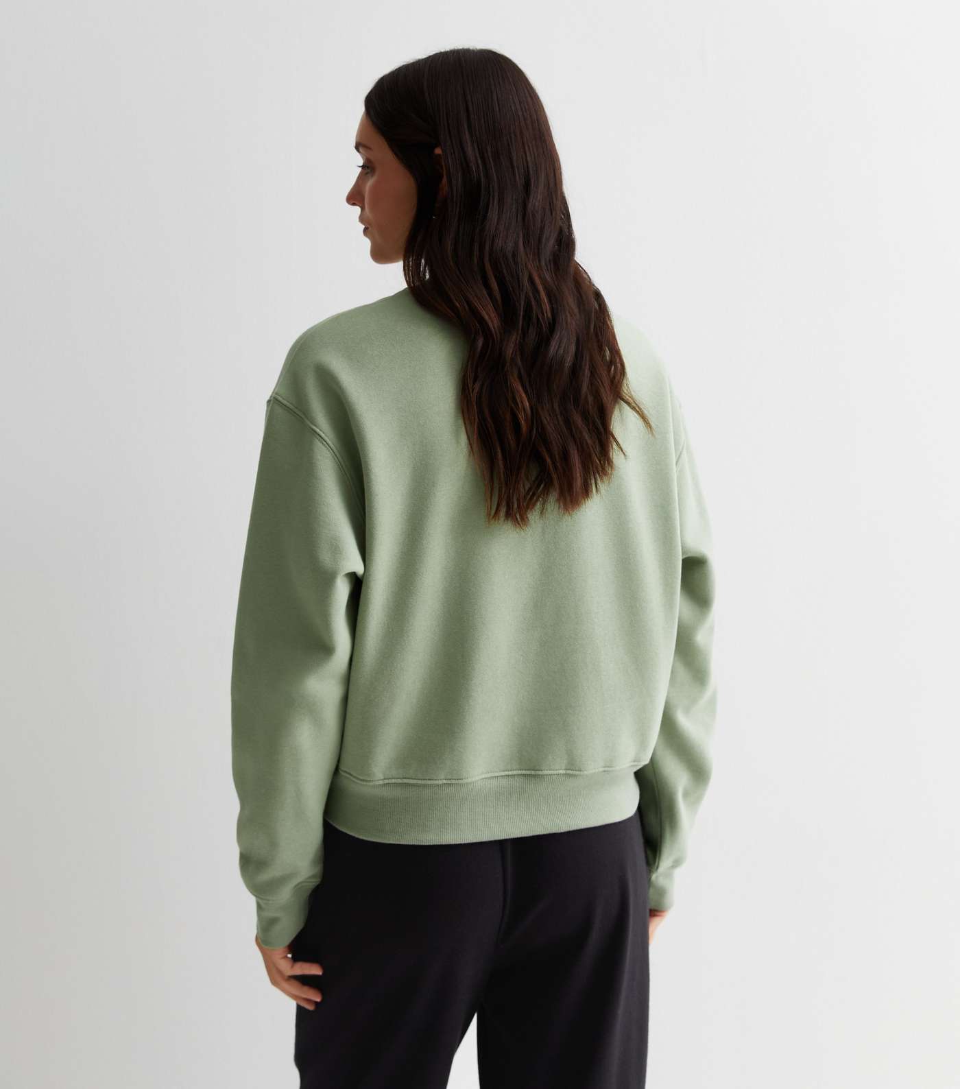 Light Green Jersey Crop Sweatshirt Image 4