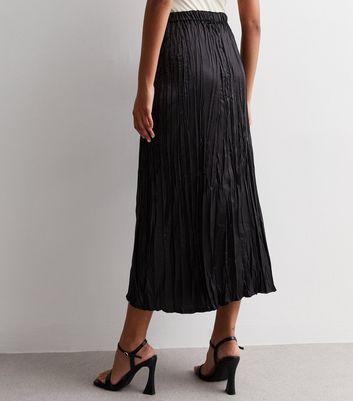 Black shiny hotsell pleated midi skirt