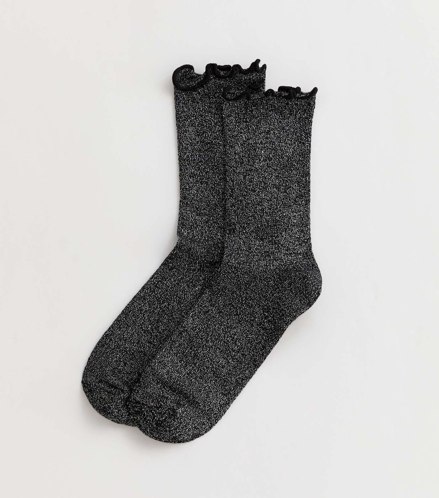 Black Glitter Frill Socks