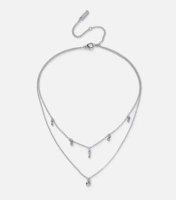 Freedom Silver Diamanté Charm Layered Necklace