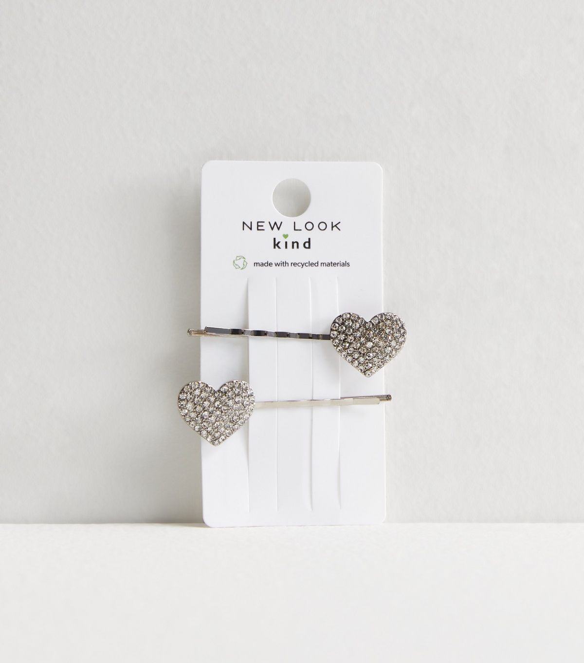 2 Pack Diamanté Heart Hair Slides New Look