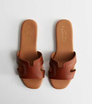 Tan Leather-Look Buckle Sliders