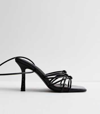 Public Desire Black Patent Strappy Stiletto Heel Sandals