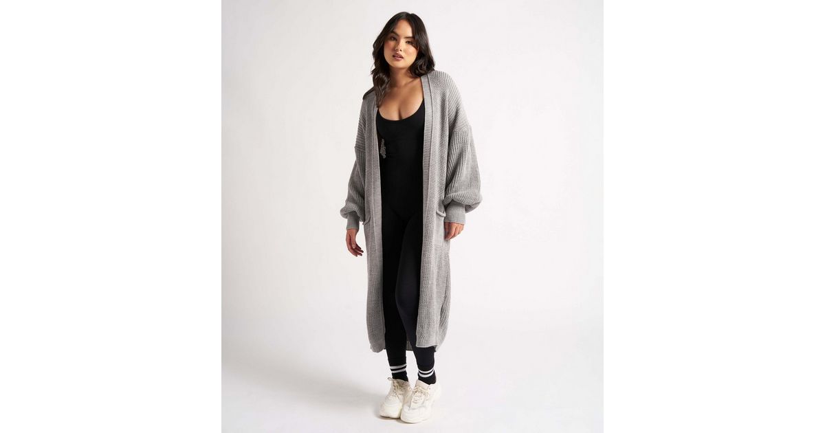 Urban Bliss Grey Chunky Knit Long Oversized Cardigan New Look