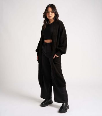 Urban Bliss Black Chunky Knit Long Oversized Cardigan New Look