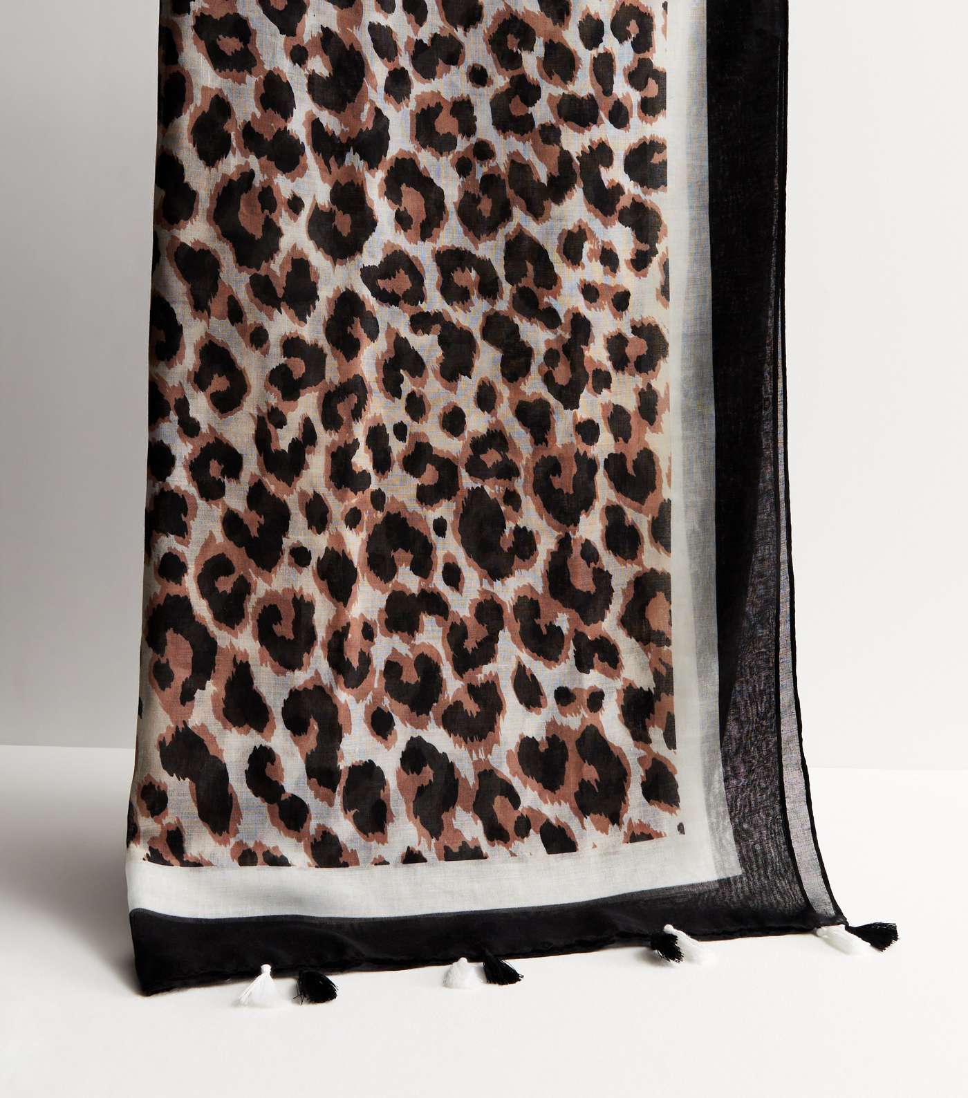 Black Leopard Print Tassel Scarf Image 2