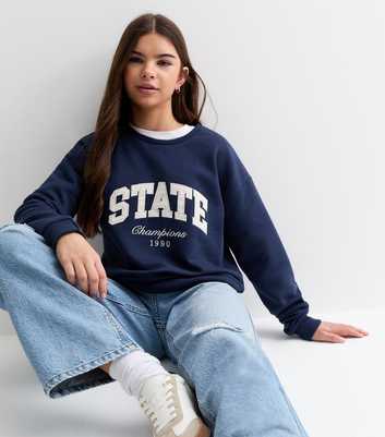 Girls Navy State Logo Sweatshirt