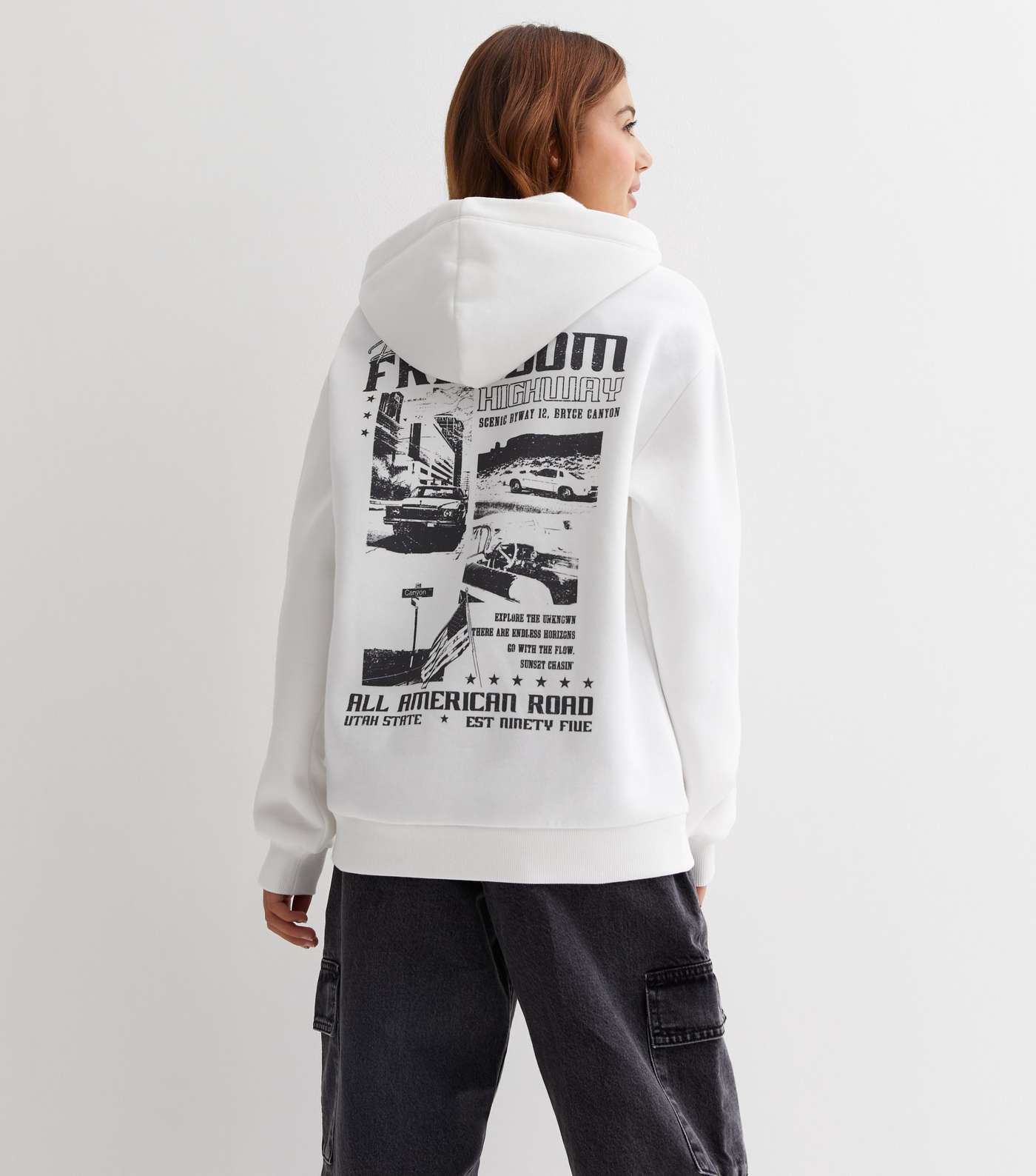 Girls Off White Freedom Highway Front and Back Logo Hoodie Image 5