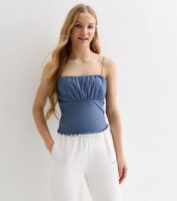 New Look ruched bust cami in white