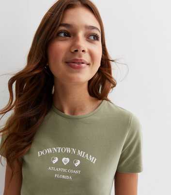 Girls Olive Downtown Miami Logo T-Shirt