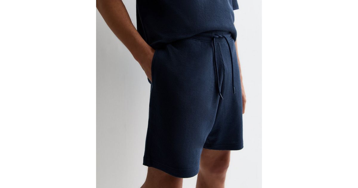 WAFFLE SHORTS ESSENTIAL_NAVY main image 1