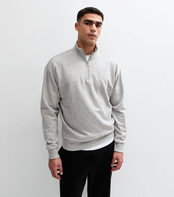 ★LAUL★SIDE ZIPPER OVER FIT HALF SWEAT SHIRT_GREY New Amsterdam Surf Association Logo Half Zip Grey Melange