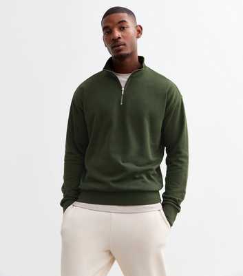 Dark Green Relaxed Quarter Zip Sweatshirt