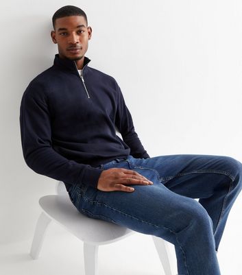 Navy Relaxed Quarter Zip Sweatshirt