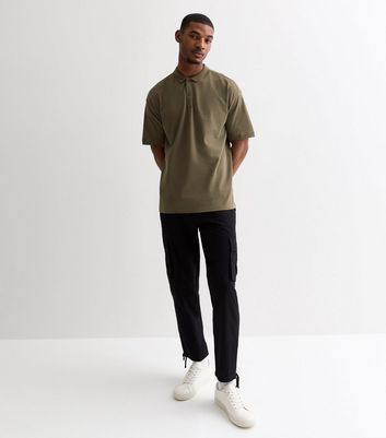 Khaki Piqué Cotton Oversized Polo Shirt | New Look