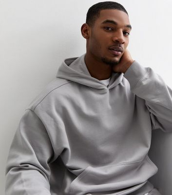 Light Grey Oversized Cotton Blend Hoodie