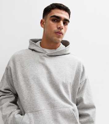 Grey Marl Oversized Cotton Blend Hoodie