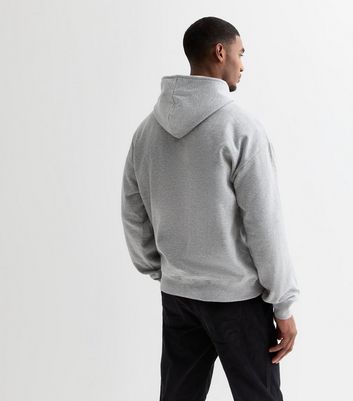 Men's Grey Marl Pocket Front Oversized Hoodie New Look
