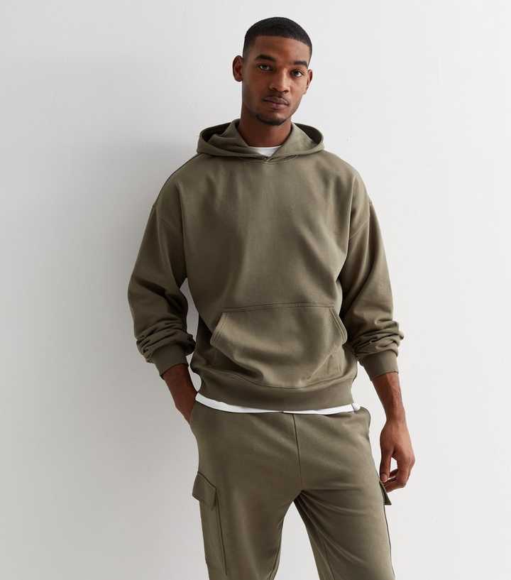 Khaki Oversized Cotton Blend Hoodie New Look