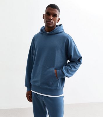 Blue Oversized Cotton Blend Hoodie New Look