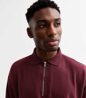 Burgundy Quarter Zip Polo Sweatshirt