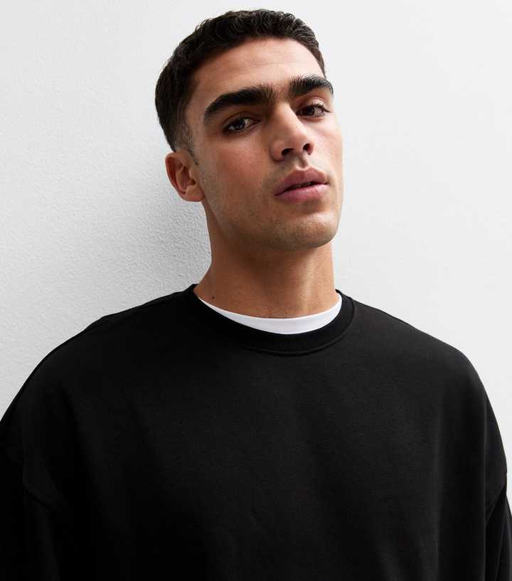 Black Oversized Crew Neck Sweatshirt