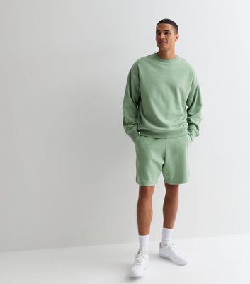 Men's Light Green Oversized Crew Neck Sweatshirt New Look