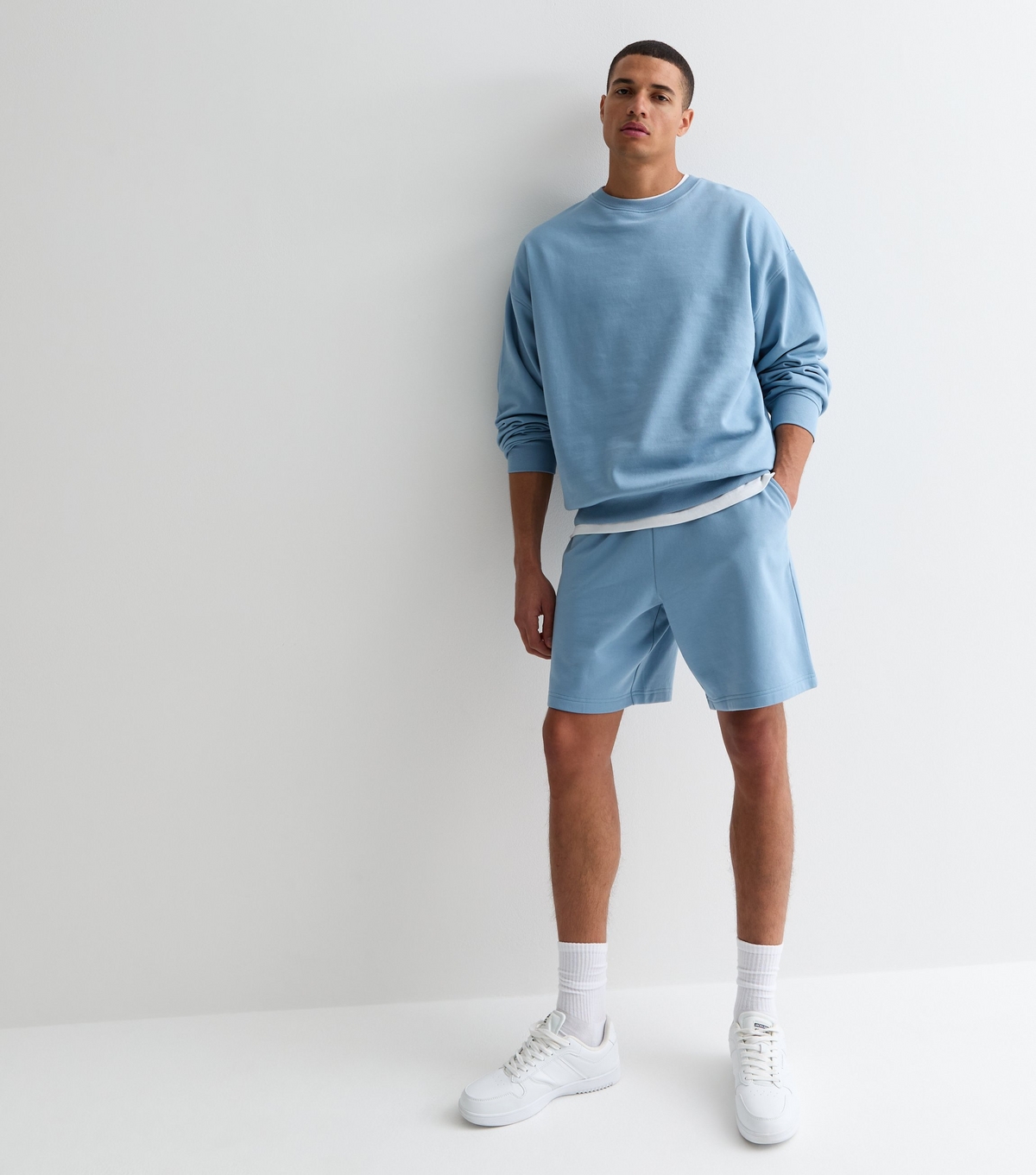 Men's Light Blue Oversized Crew Neck Sweatshirt New Look