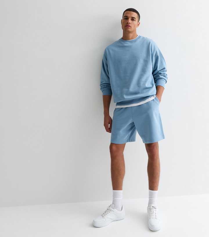 Light Blue Oversized Crew Neck Sweatshirt
