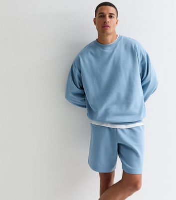 Men's Light Blue Crew Neck Oversized Sweatshirt New Look