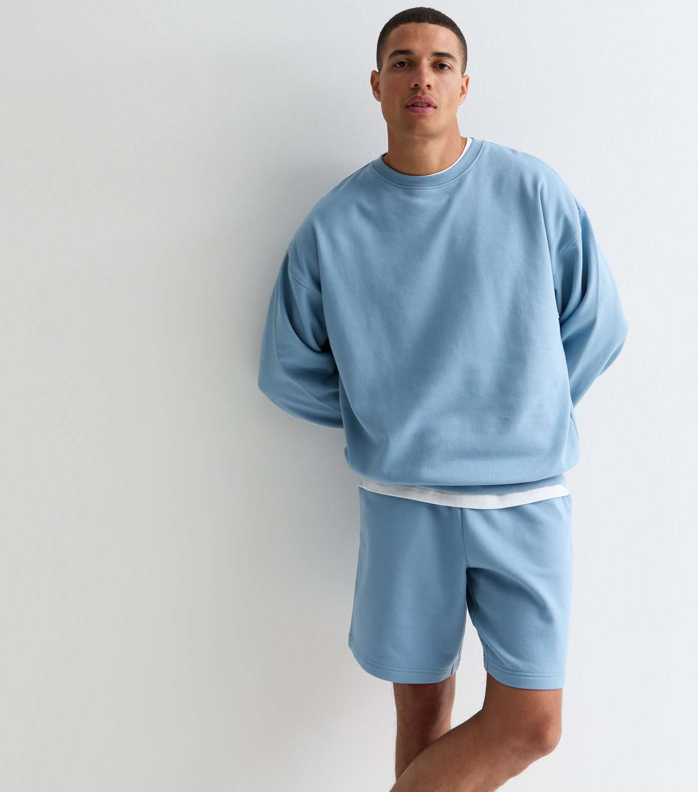 Light Blue Crew Neck Oversized Sweatshirt | New Look