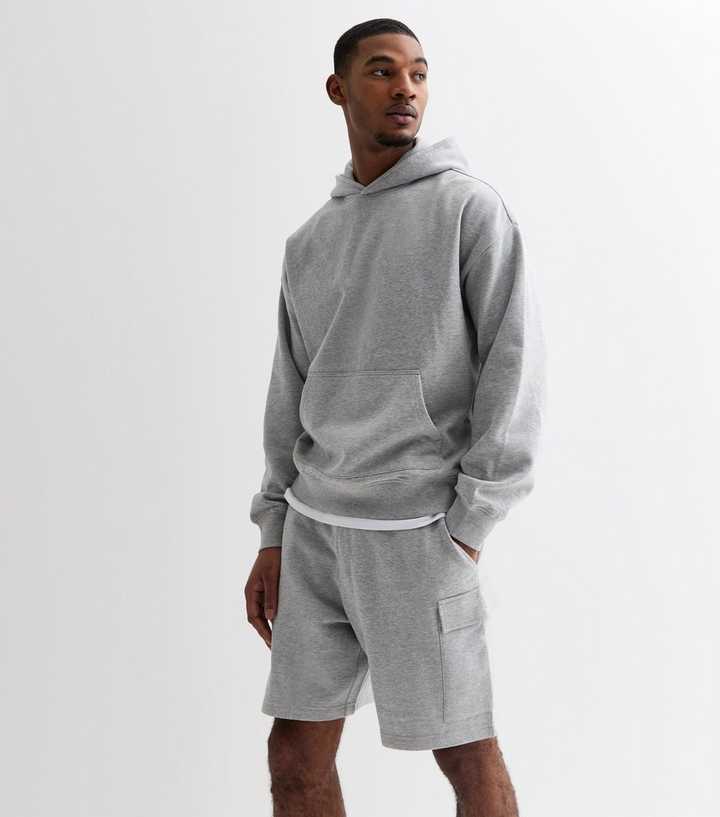 Grey Marl Relaxed Fit Jersey Cargo Shorts