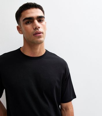 Black Cotton Crew Neck Oversized TShirt New Look