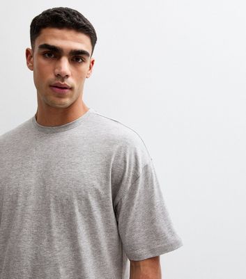 Grey Marl Crew Neck Oversized T-Shirt | New Look