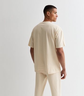 Men's Off White Cotton Crew Neck Oversized T-Shirt New Look