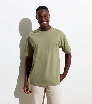 Men's Olive Crew Neck Oversized T-Shirt New Look