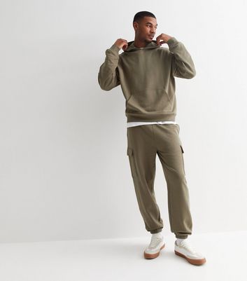 Khaki Jersey Cuffed Cargo Joggers New Look