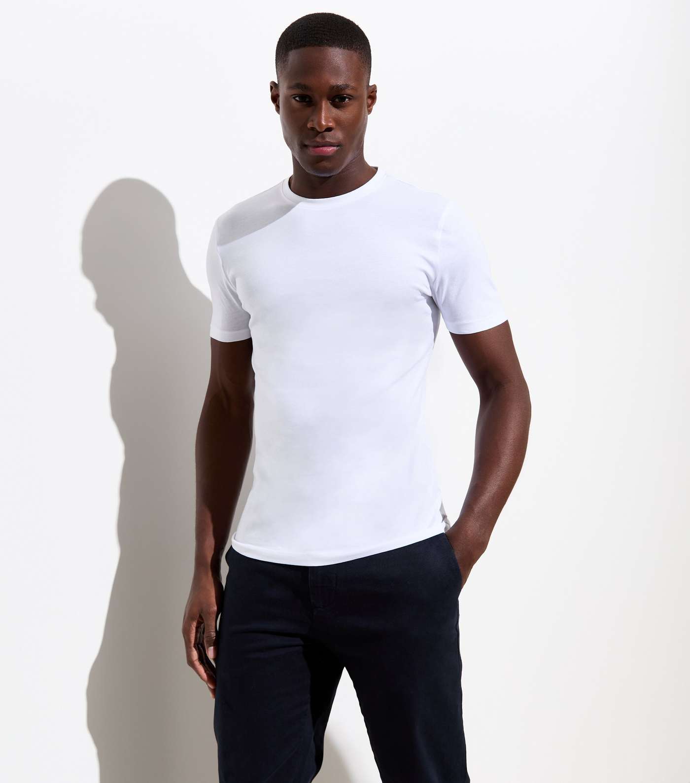 White Cotton Muscle Fit T-Shirt Image 2