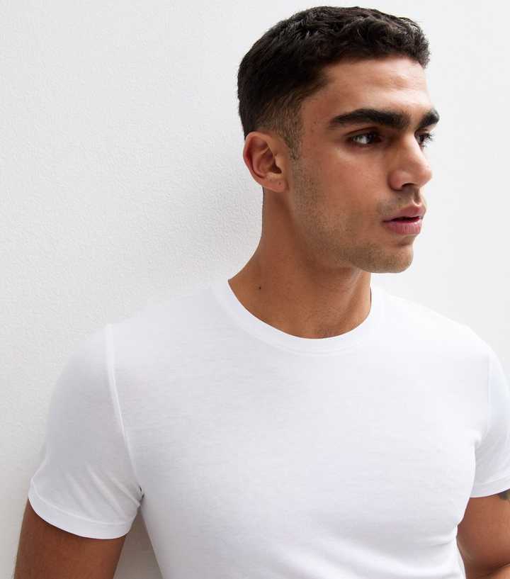 White Cotton Muscle Fit T-Shirt
