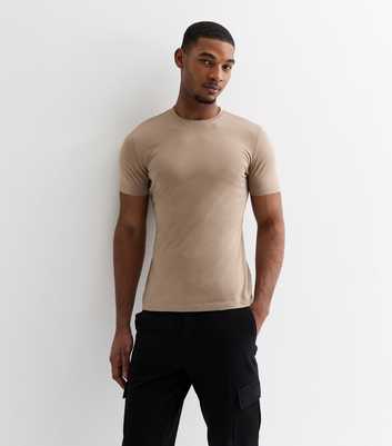 Stone Cotton Muscle Fit T-Shirt